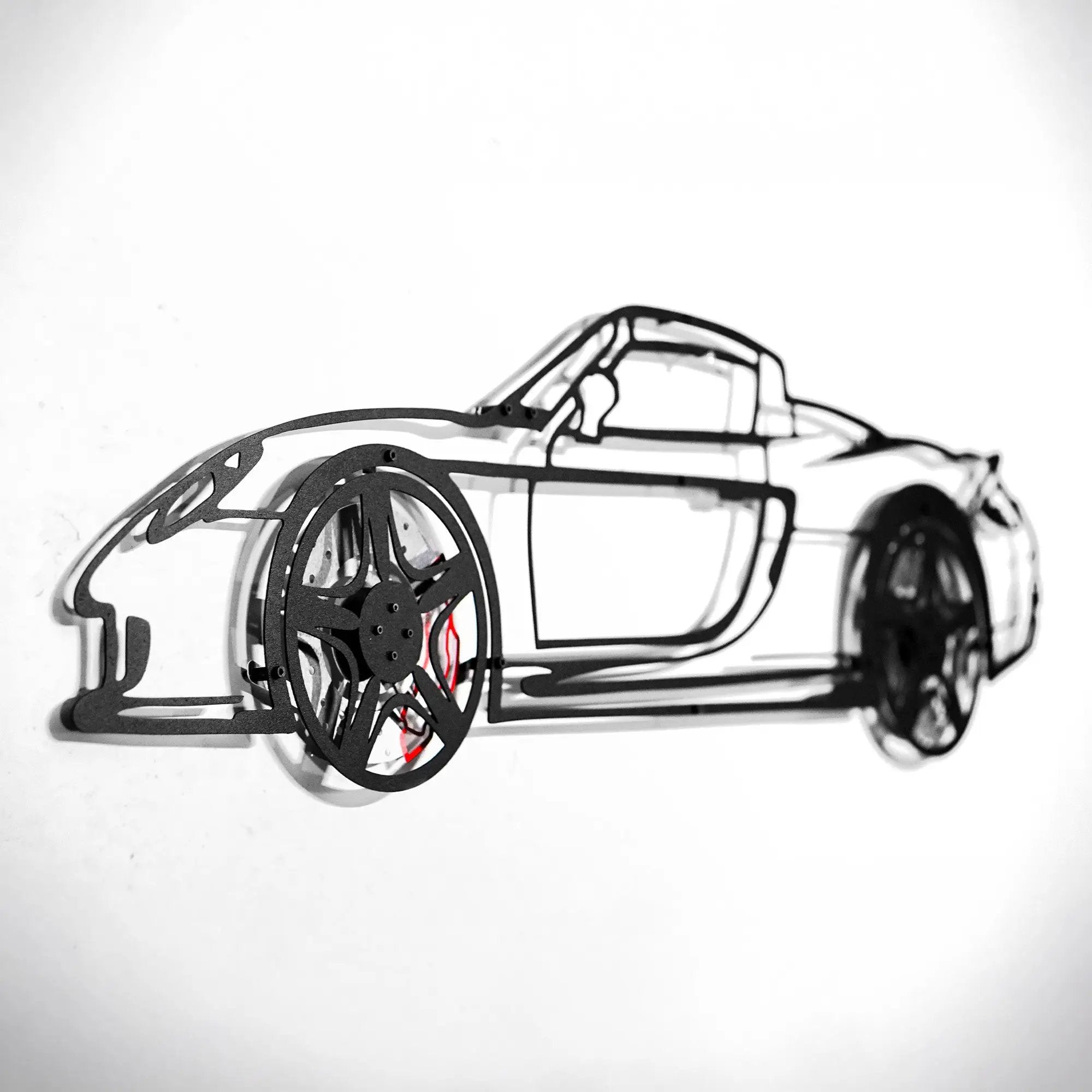 Porsche Carrera GT Wall Art – Supercar Steel Silhouette with Spinning Wheels-KAFMEKA039 by Enova Art