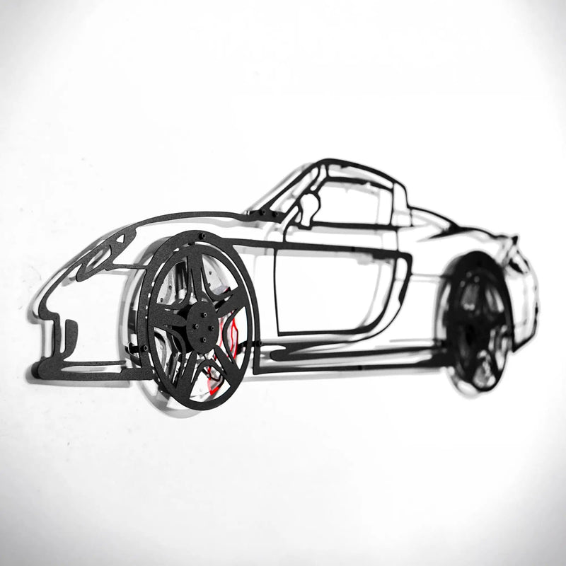 Porsche Carrera GT Wall Art – Supercar Steel Silhouette with Spinning Wheels-KAFMEKA039 by Enova Art