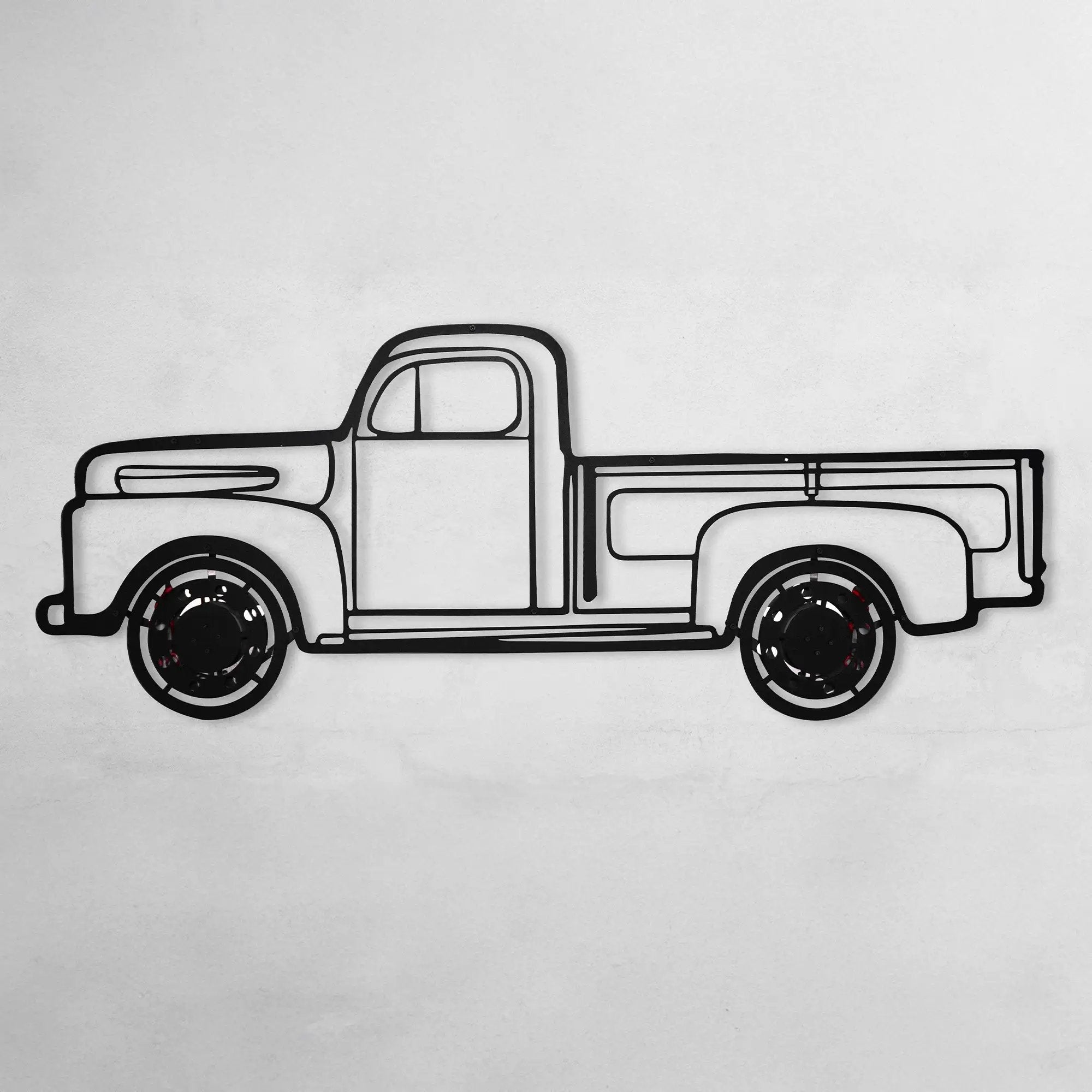 1949 Ford Pickup Wall Art – Classic Truck Steel Silhouette with Spinning Wheels-KAFMEKA041 by Enova Art
