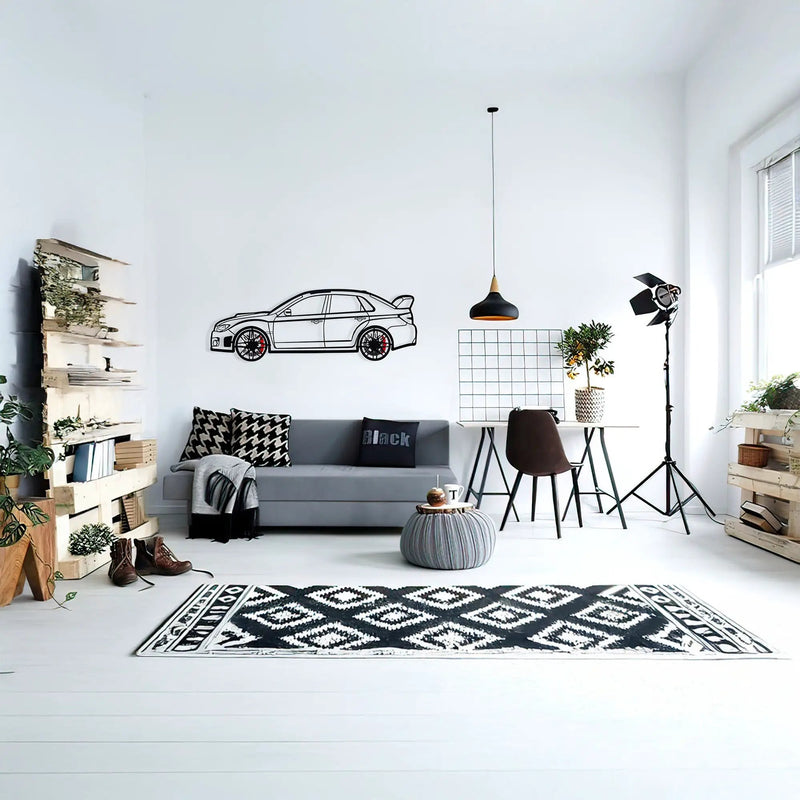 Subaru Impreza Wall Art – Rally Legend Steel Silhouette with Spinning Wheels-KAFMEKA042 by Enova Art