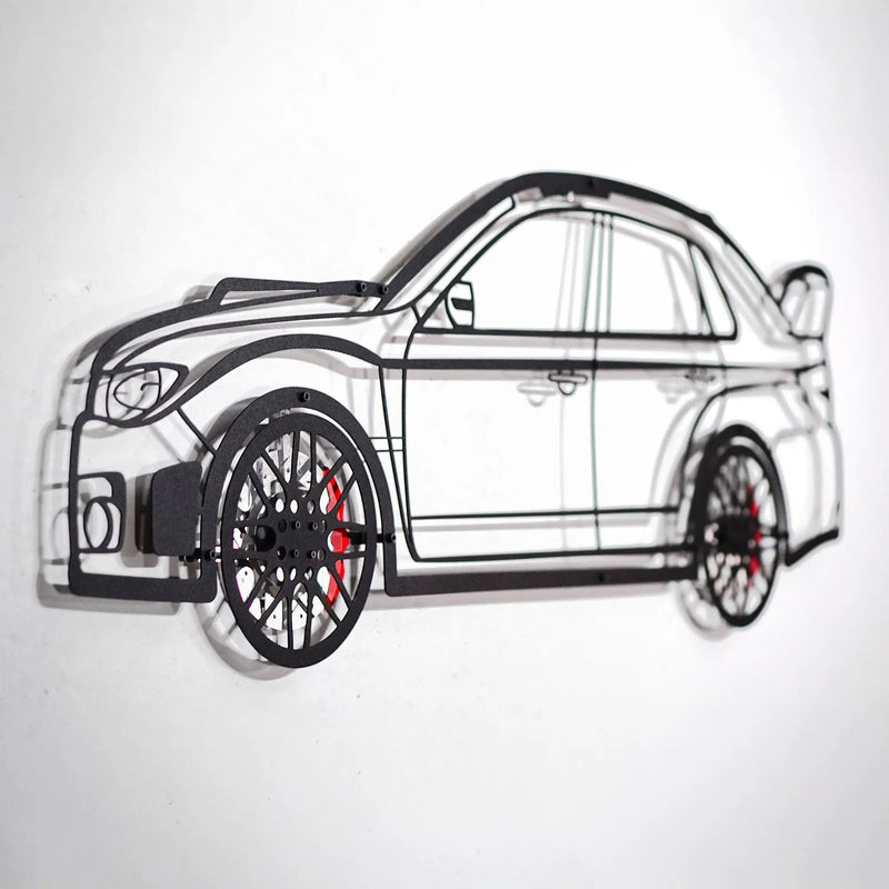 Subaru Impreza Wall Art – Rally Legend Steel Silhouette with Spinning Wheels-KAFMEKA042 by Enova Art