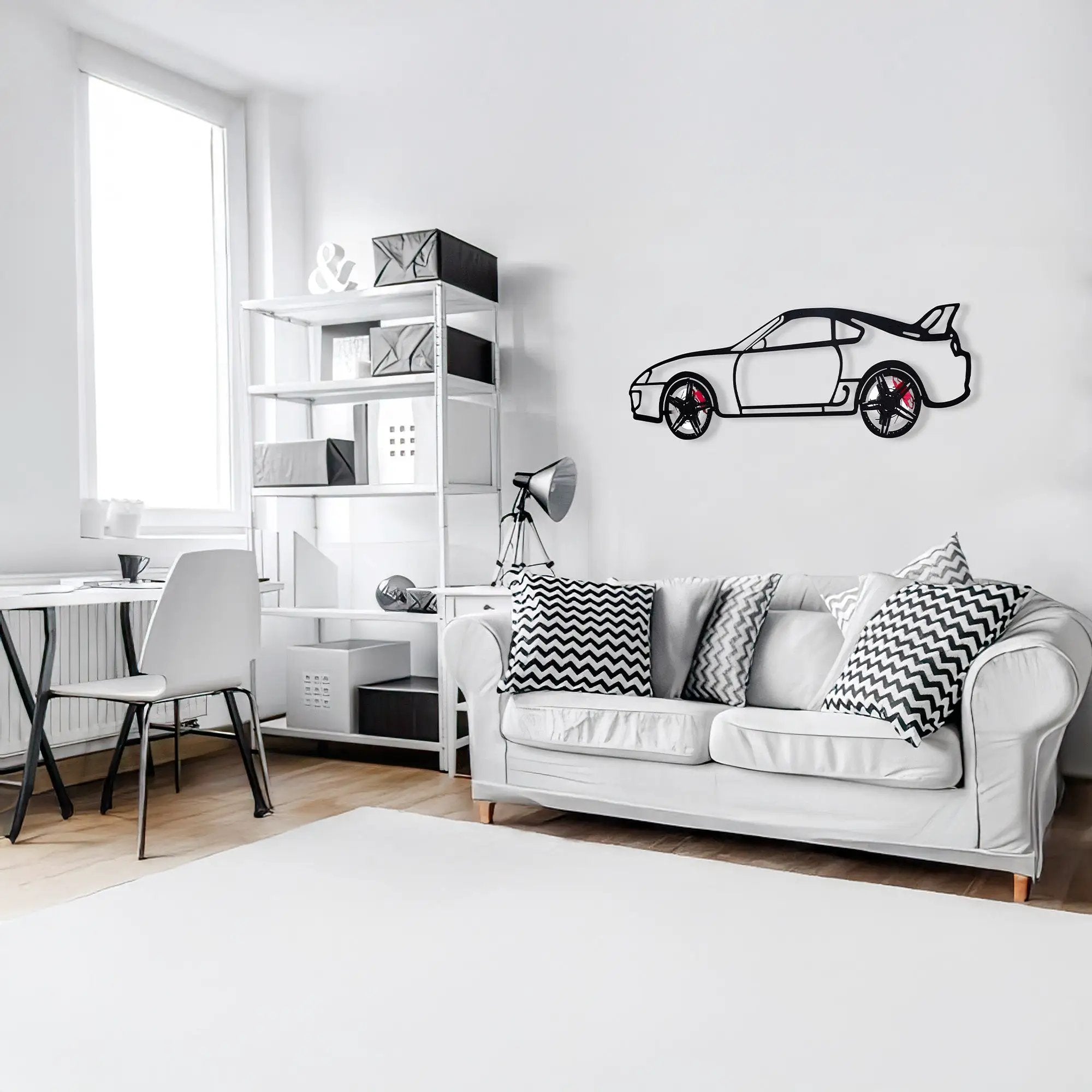 Toyota Supra MK4 Wall Art – JDM Legend Steel Silhouette with Spinning Wheels-KAFMEKA043 by Enova Art