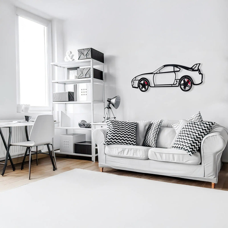 Toyota Supra MK4 Wall Art – JDM Legend Steel Silhouette with Spinning Wheels-KAFMEKA043 by Enova Art
