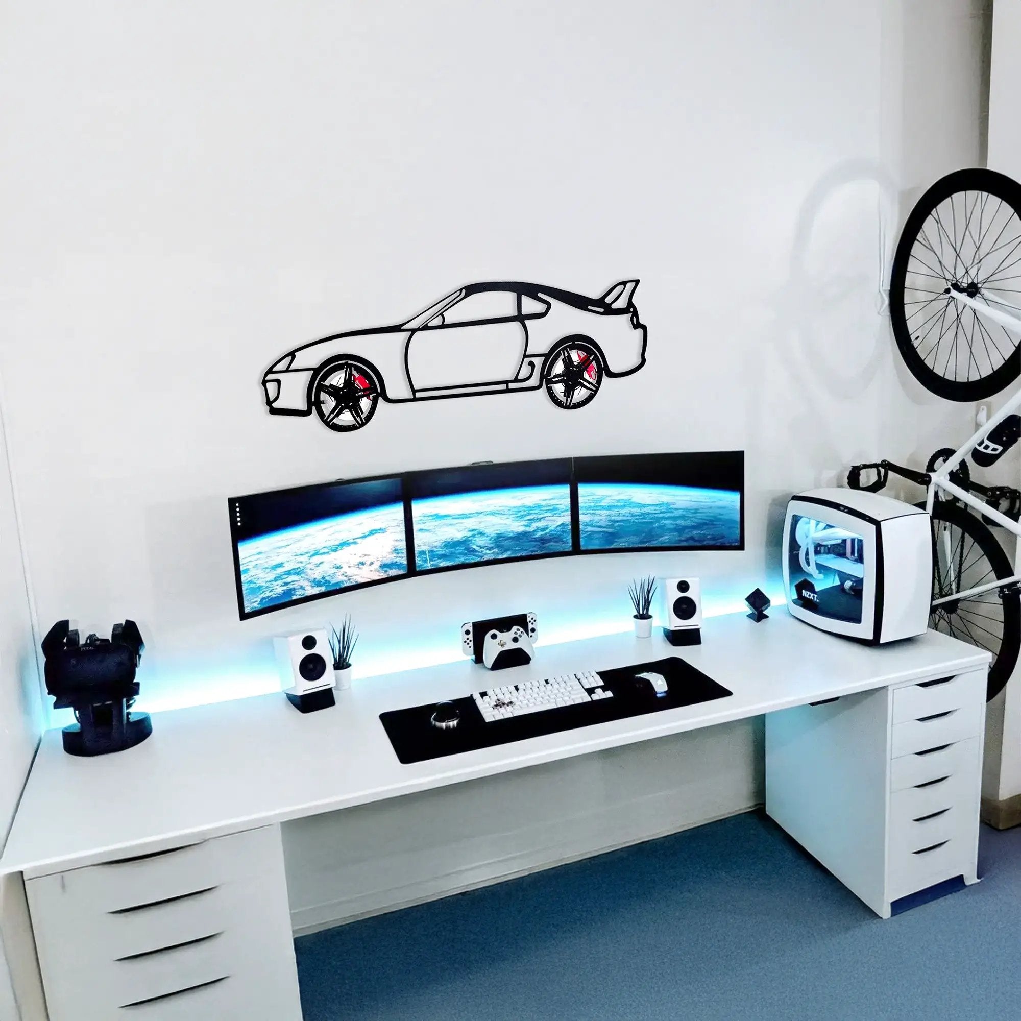 Toyota Supra MK4 Wall Art – JDM Legend Steel Silhouette with Spinning Wheels-KAFMEKA043 by Enova Art