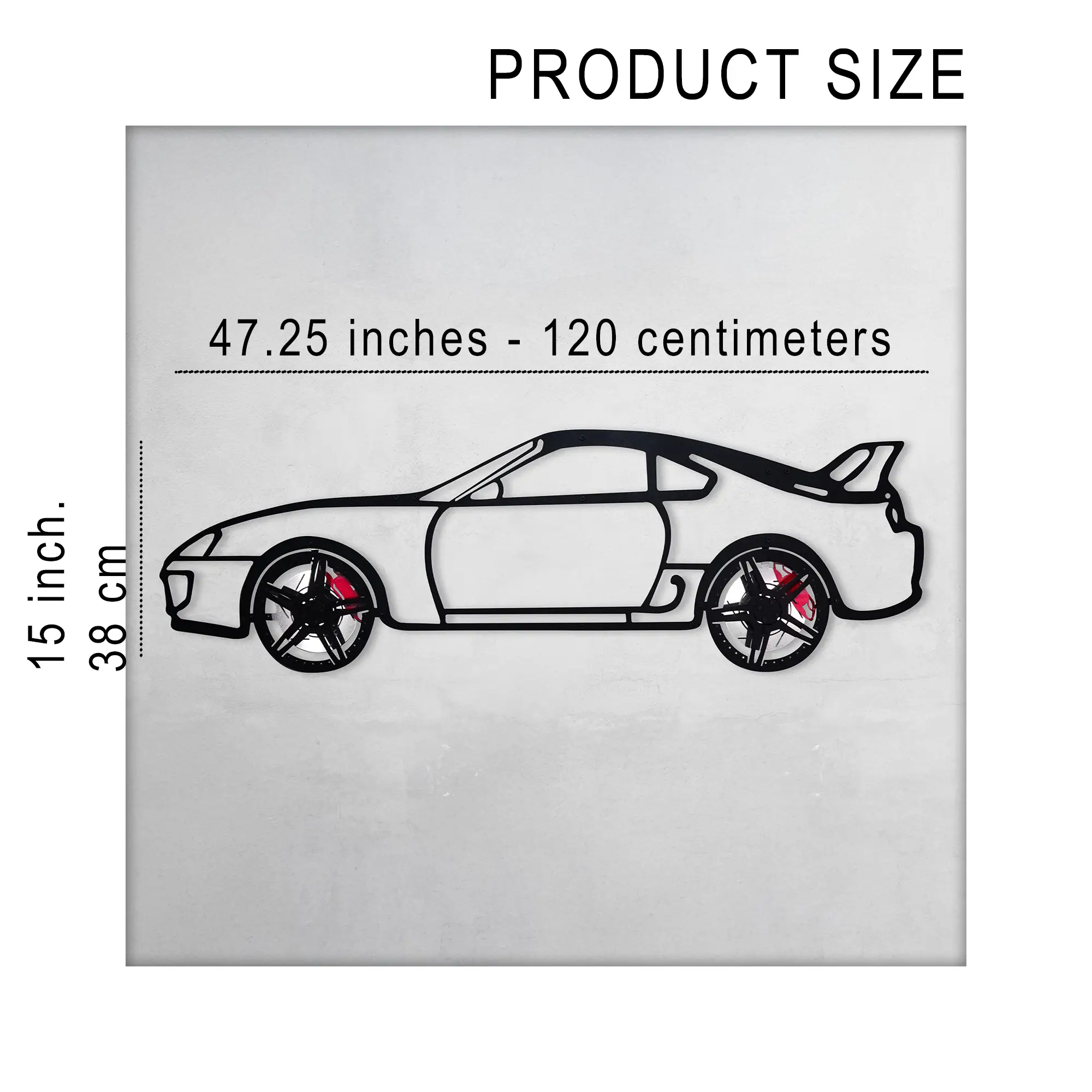 Toyota Supra MK4 Wall Art – JDM Legend Steel Silhouette with Spinning Wheels-KAFMEKA043 by Enova Art