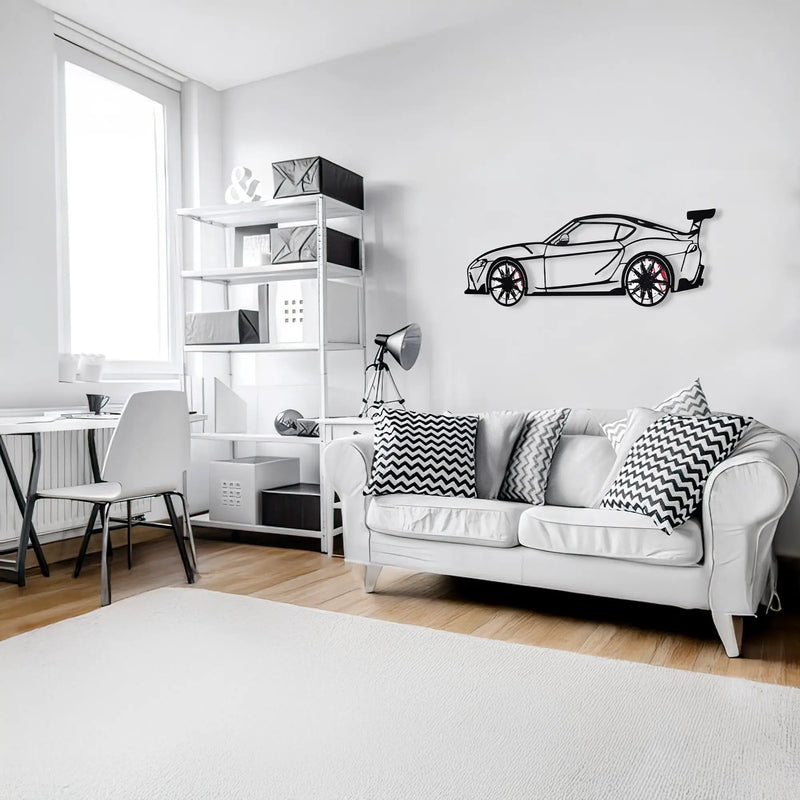 Toyota Supra MK5 Wall Art – Modern JDM Steel Silhouette with Spinning Wheels-KAFMEKA044 by Enova Art