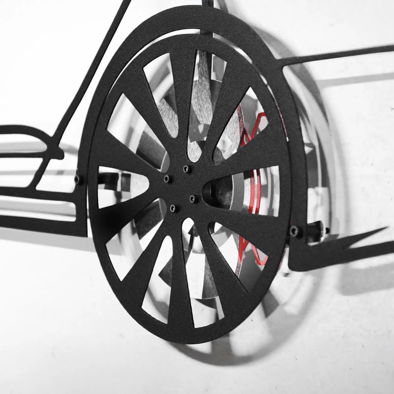 Tesla Model S Wall Art – Electric Car Steel Silhouette with Spinning Wheels-KAFMEKA045 by Enova Art