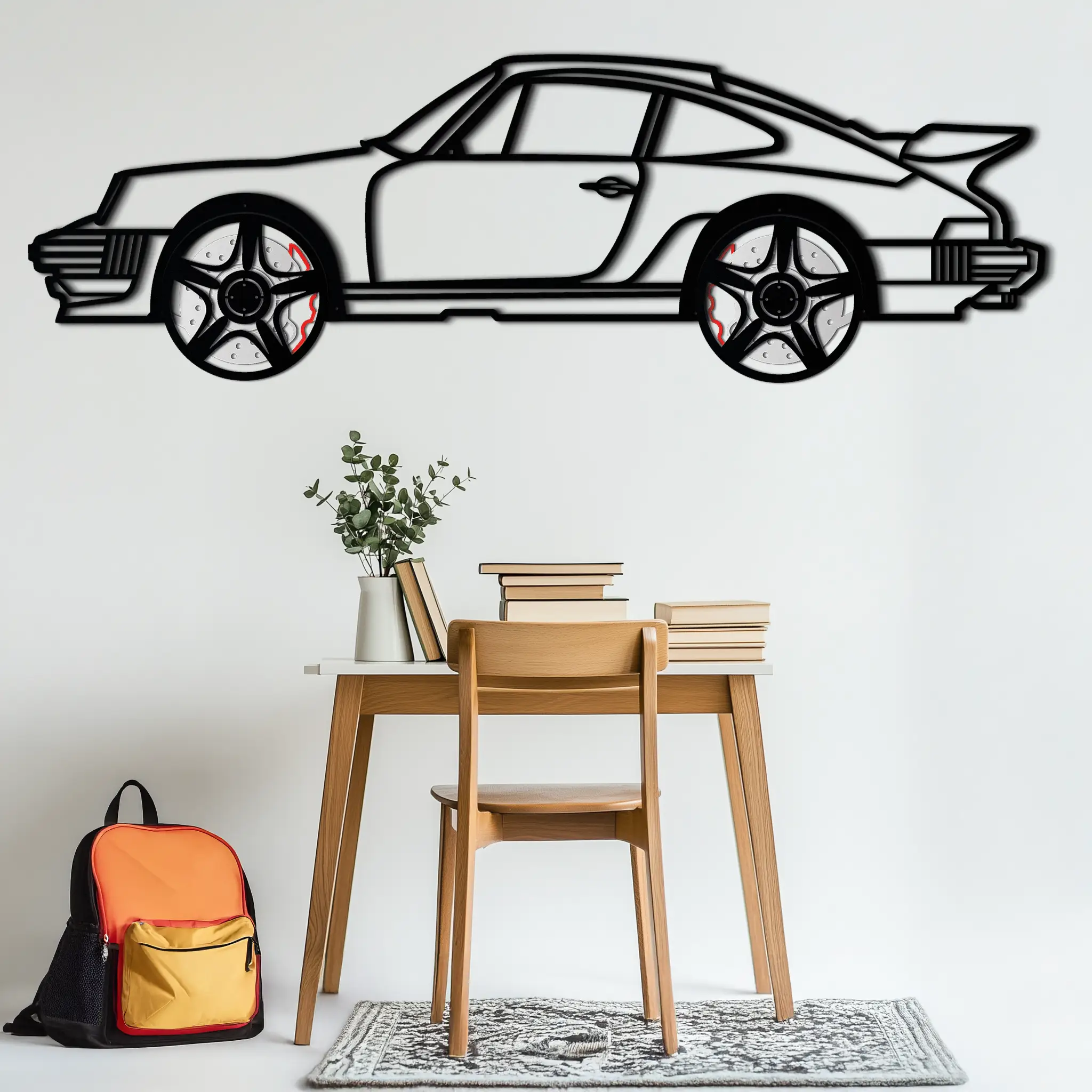 Porsche 911 Classic Metal Wall Art – Rotating Wheel Automotive Silhouette, Premium Gift for Car Lovers- KAFMEKA049 by Enova Art