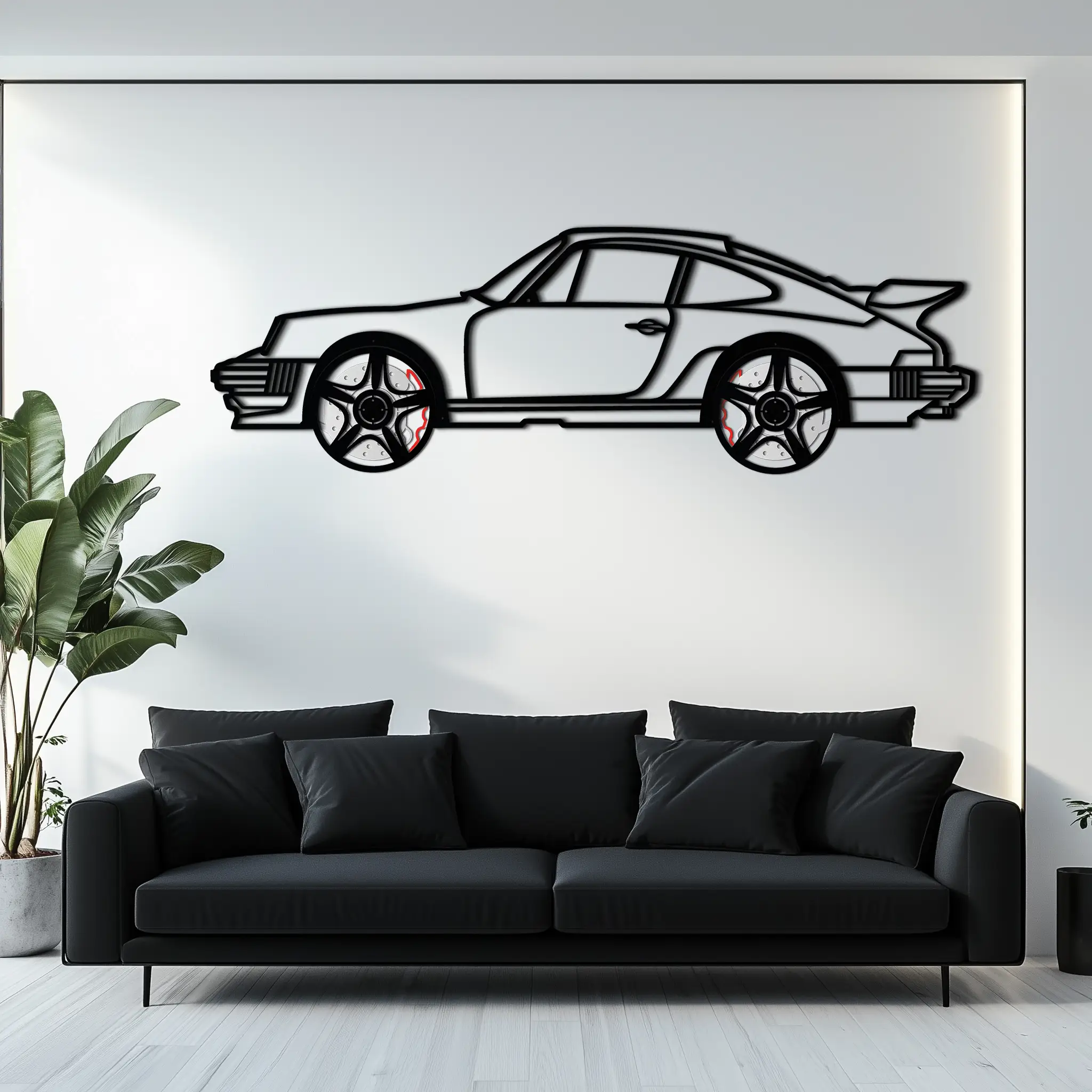 Porsche 911 Classic Metal Wall Art – Rotating Wheel Automotive Silhouette, Premium Gift for Car Lovers- KAFMEKA049 by Enova Art