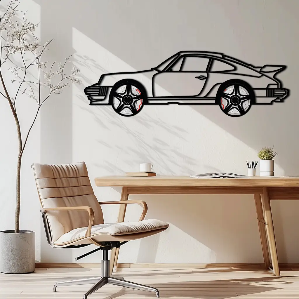 Porsche 911 Classic Metal Wall Art – Rotating Wheel Automotive Silhouette, Premium Gift for Car Lovers- KAFMEKA049 by Enova Art