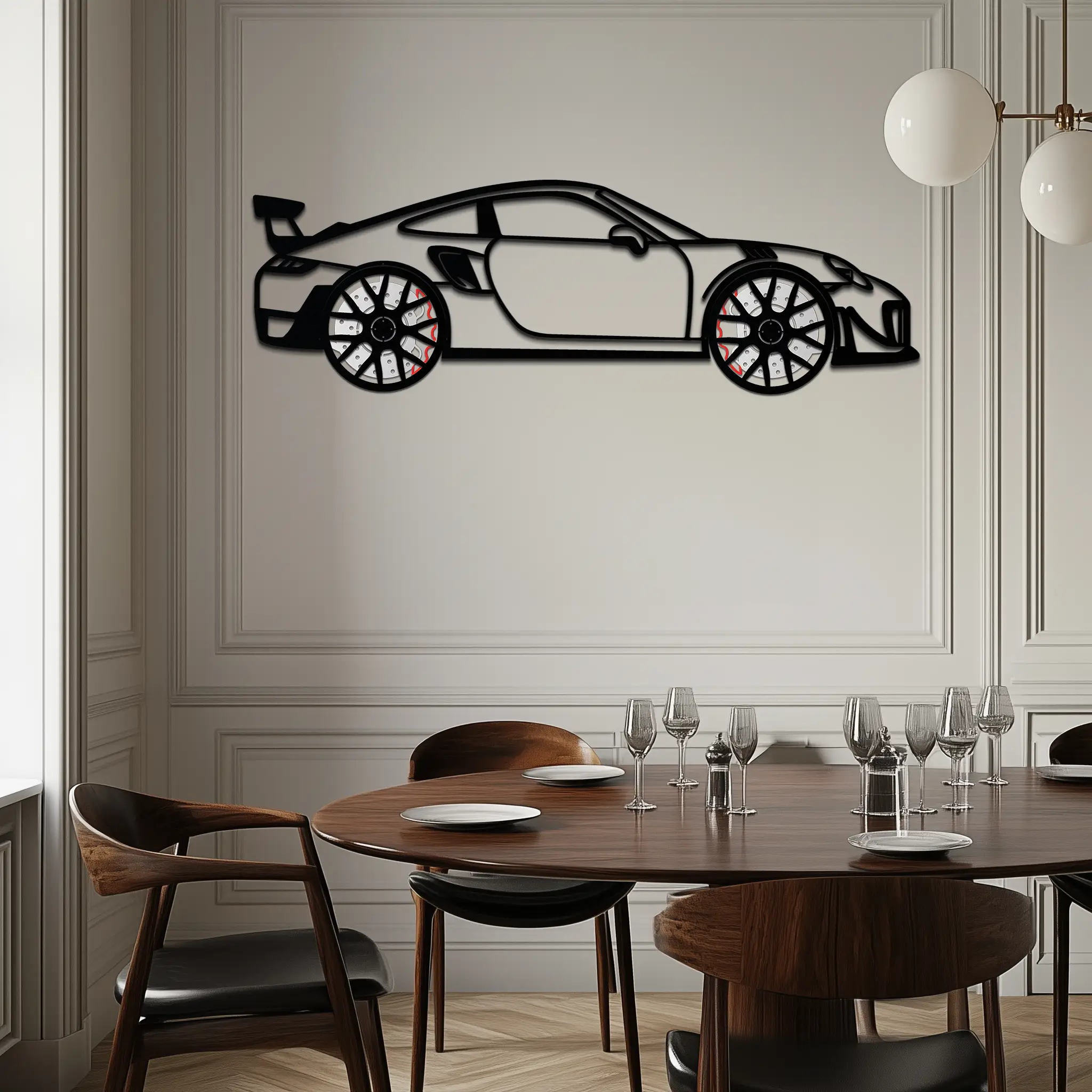 Porsche 911 GT2 Metal Wall Art – Rotating Wheel Motorsport Silhouette | Premium Gift for Car Enthusiasts ,KAFMEKA050 by Enova Art