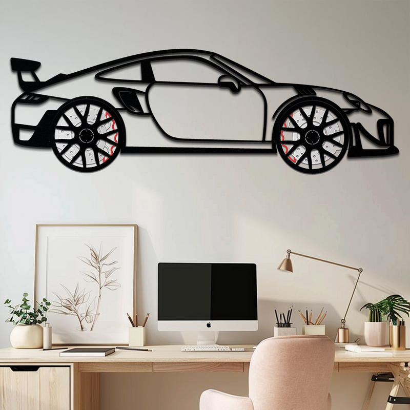 Porsche 911 GT2 Metal Wall Art – Rotating Wheel Motorsport Silhouette | Premium Gift for Car Enthusiasts ,KAFMEKA050 by Enova Art