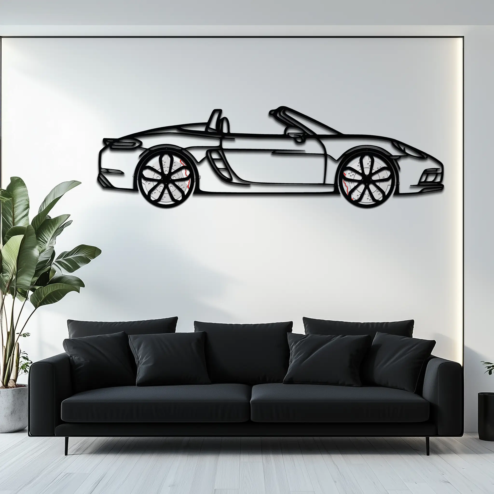 Porsche 718 Boxster GTS Metal Wall Art – Rotating Wheels – Luxury Car Silhouette Decor,KAFMEKA053 by Enova Art