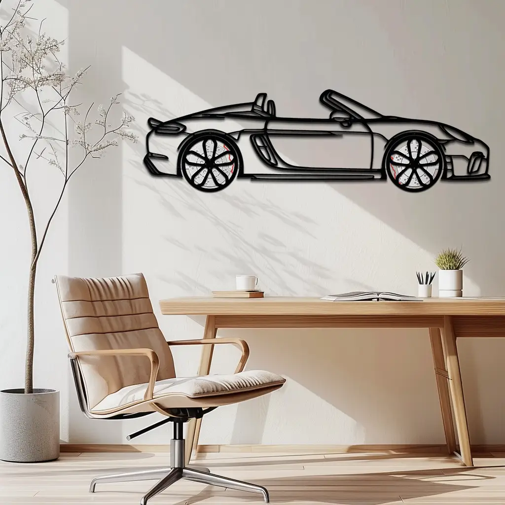 Porsche 718 Spyder Metal Wall Art – Rotating Wheel Car Silhouette Decor for Garage & Gifts,KAFMEKA054 by Enova Art