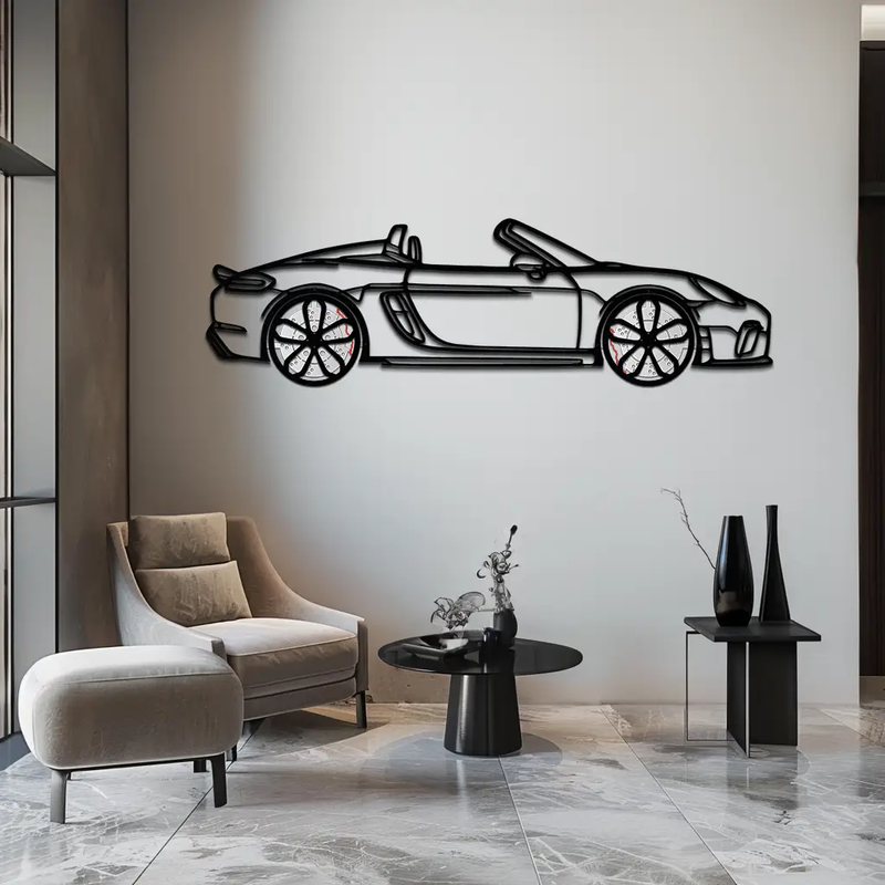 Porsche 718 Spyder Metal Wall Art – Rotating Wheel Car Silhouette Decor for Garage & Gifts,KAFMEKA054 by Enova Art