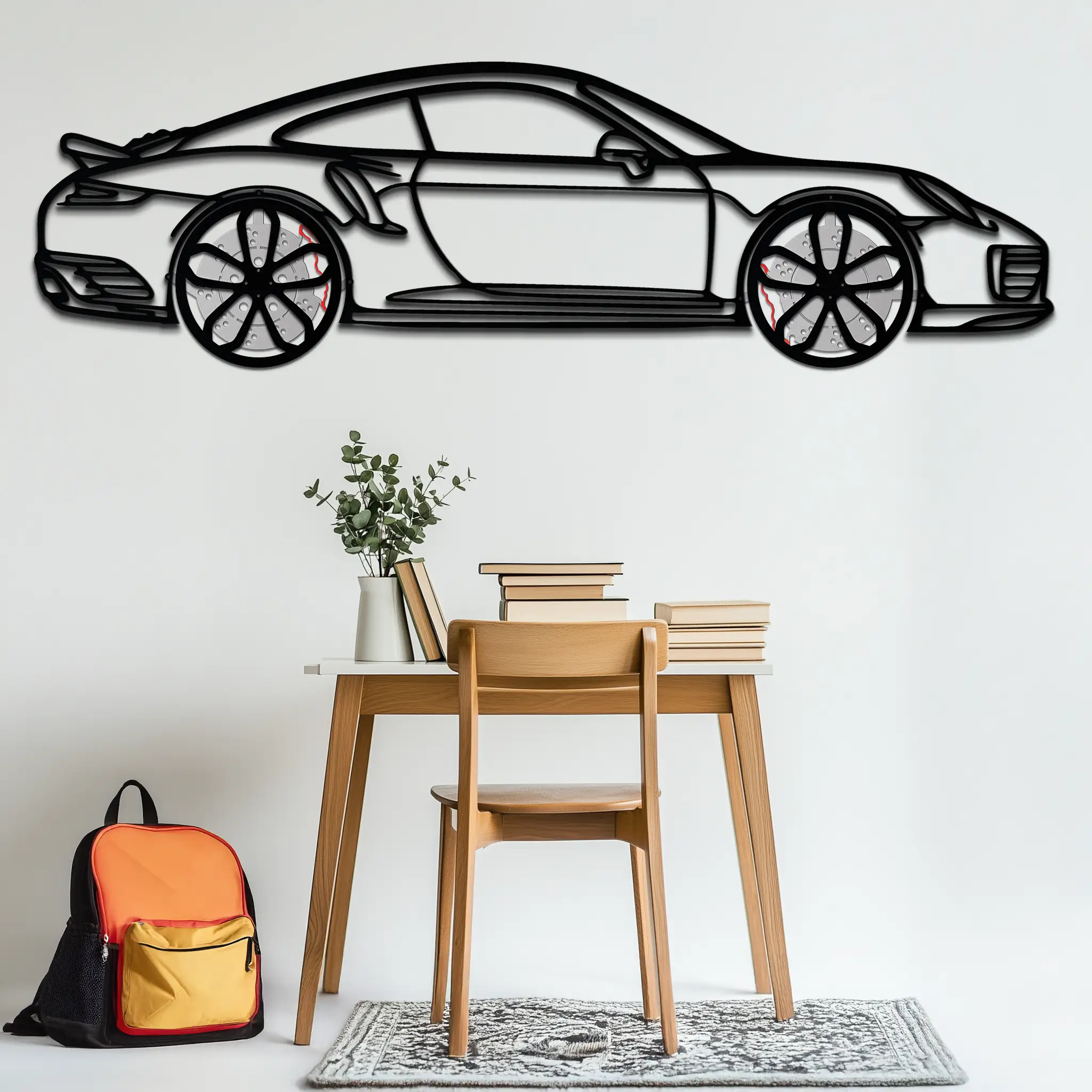 Porsche 911 Turbo S Silhouette Metal Wall Art – Rotating Wheel Automotive Decor Gift 🏎️🔥,KAFMEKA056 by Enova Art