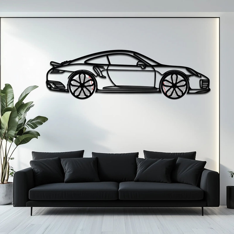 Porsche 911 Turbo S Silhouette Metal Wall Art – Rotating Wheel Automotive Decor Gift 🏎️🔥,KAFMEKA056 by Enova Art