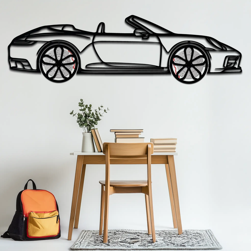 Porsche 911 (992) Convertible Silhouette Metal Wall Art – Rotating Wheel Luxury Car Decor Gift 🌟🏎️,KAFMEKA057 by Enova Art