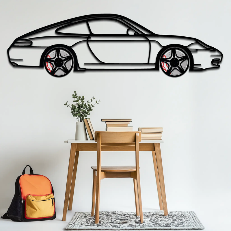 Porsche 911 (996) Silhouette Metal Wall Art – Modern Classic Décor with Rotating Wheels 🏁🔥,KAFMEKA059 by Enova Art