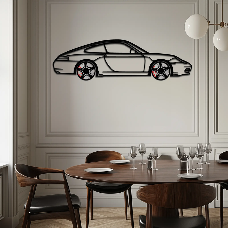 Porsche 911 (996) Silhouette Metal Wall Art – Modern Classic Décor with Rotating Wheels 🏁🔥,KAFMEKA059 by Enova Art