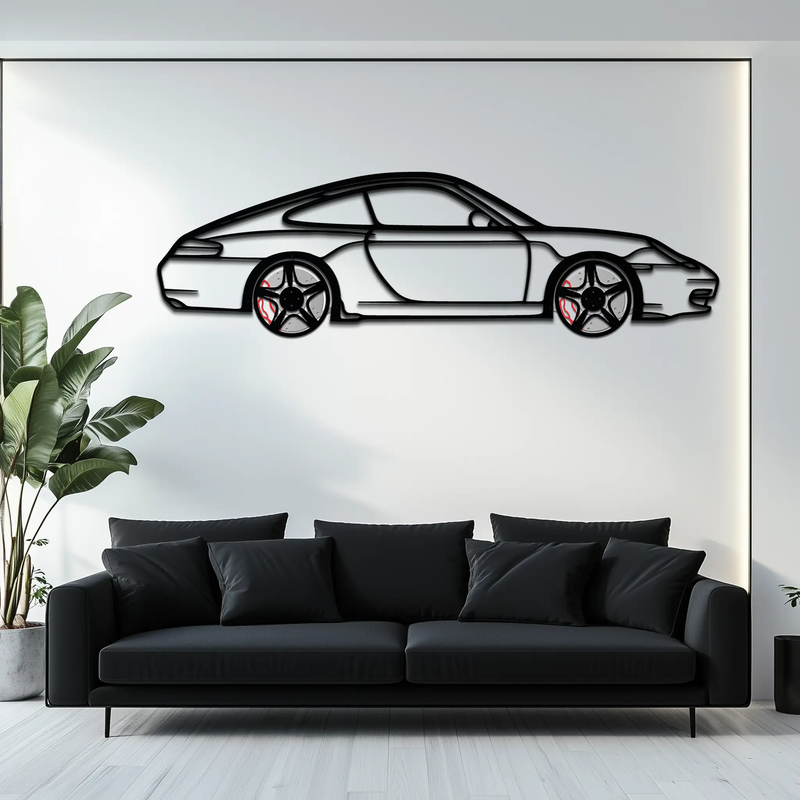 Porsche 911 (996) Silhouette Metal Wall Art – Modern Classic Décor with Rotating Wheels 🏁🔥,KAFMEKA059 by Enova Art