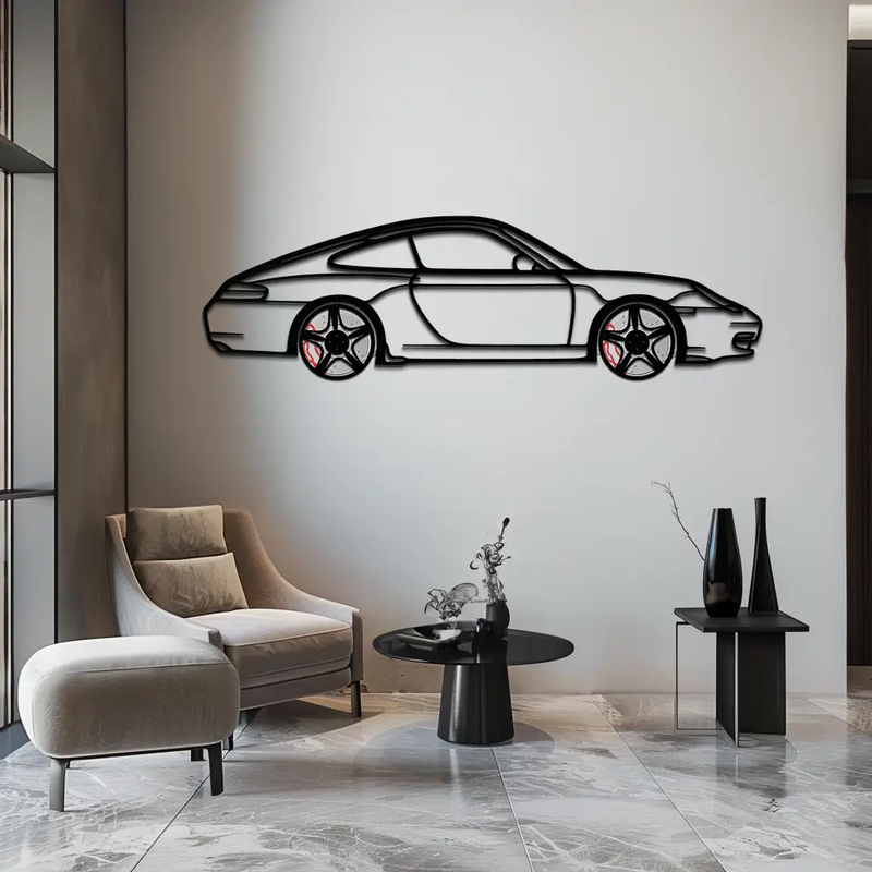 Porsche 911 (996) Silhouette Metal Wall Art – Modern Classic Décor with Rotating Wheels 🏁🔥,KAFMEKA059 by Enova Art