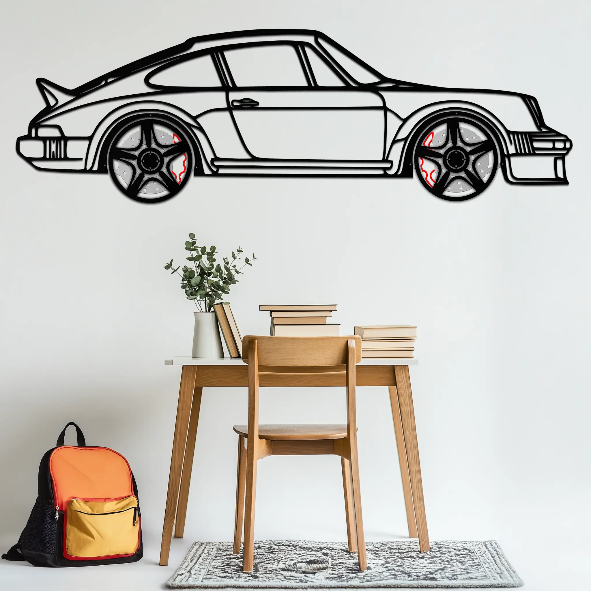 PORSCHE 911 SC Metal Wall Art – Classic Silhouette with Rotating Wheels 🚗✨KAFMEKA060 by Enova Art