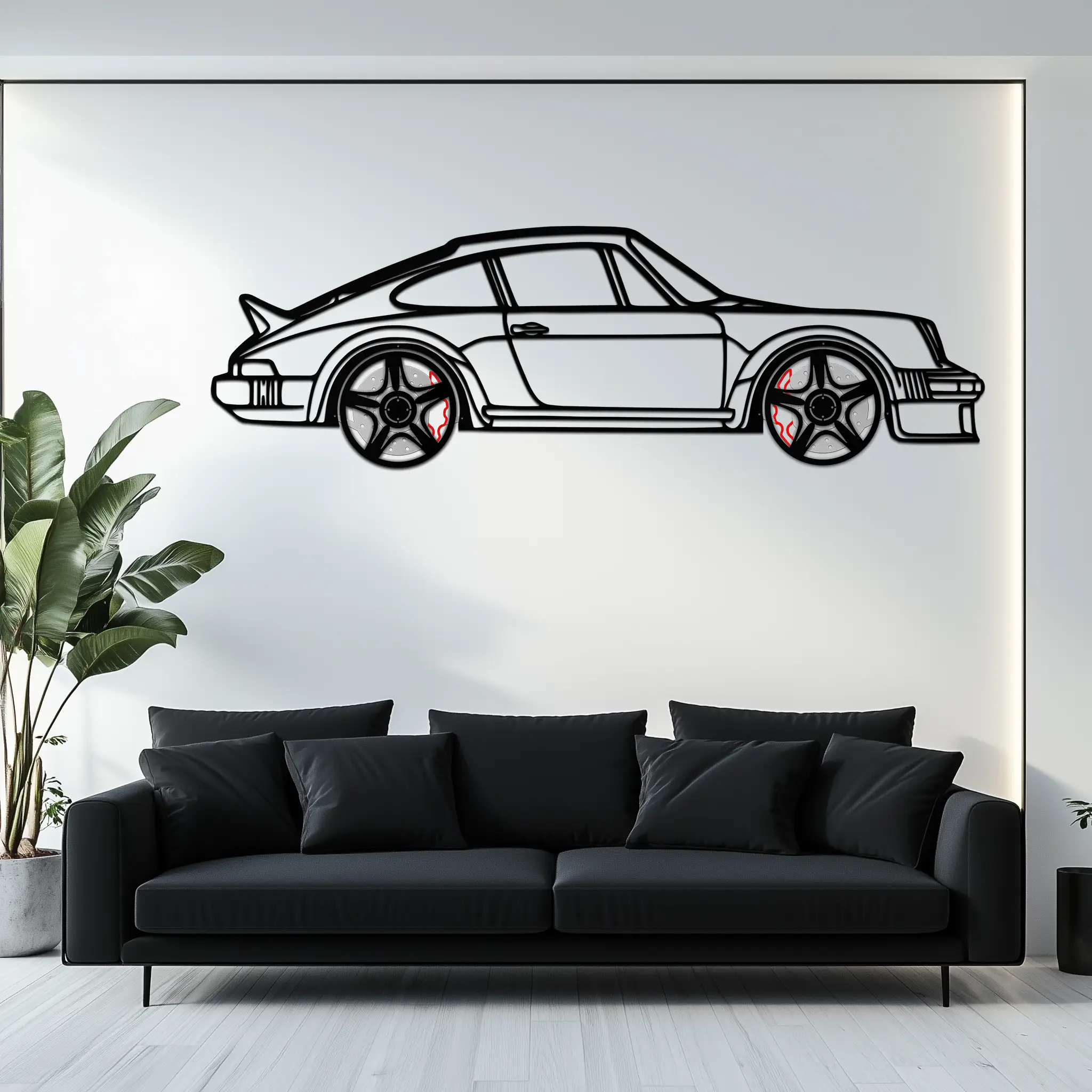 PORSCHE 911 SC Metal Wall Art – Classic Silhouette with Rotating Wheels 🚗✨KAFMEKA060 by Enova Art