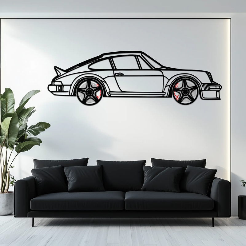 PORSCHE 911 SC Metal Wall Art – Classic Silhouette with Rotating Wheels 🚗✨KAFMEKA060 by Enova Art