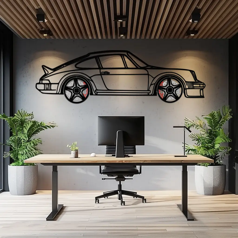 PORSCHE 911 SC Metal Wall Art – Classic Silhouette with Rotating Wheels 🚗✨KAFMEKA060 by Enova Art