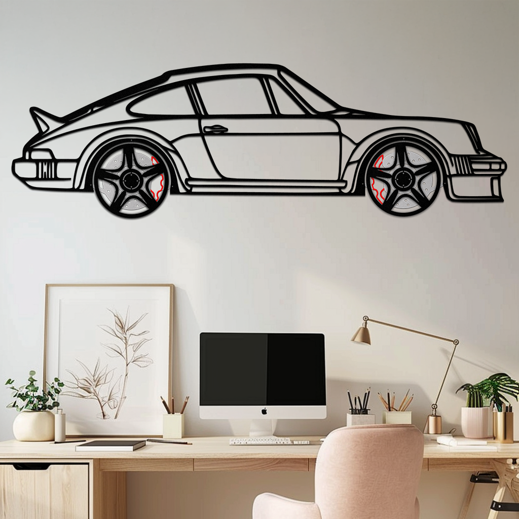 PORSCHE 911 SC Metal Wall Art – Classic Silhouette with Rotating Wheels 🚗✨KAFMEKA060 by Enova Art