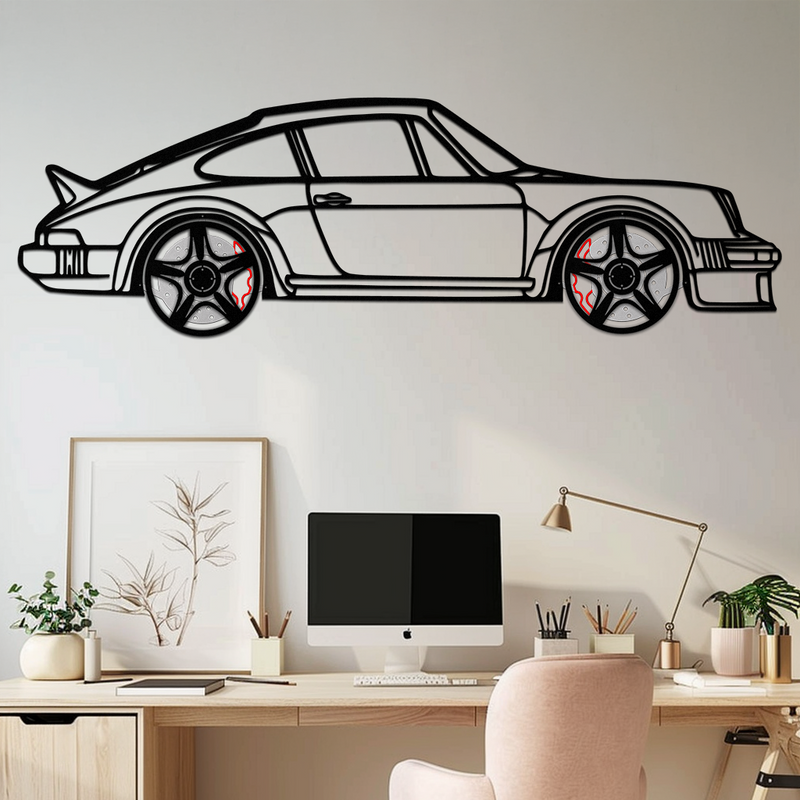 PORSCHE 911 SC Metal Wall Art – Classic Silhouette with Rotating Wheels 🚗✨KAFMEKA060 by Enova Art