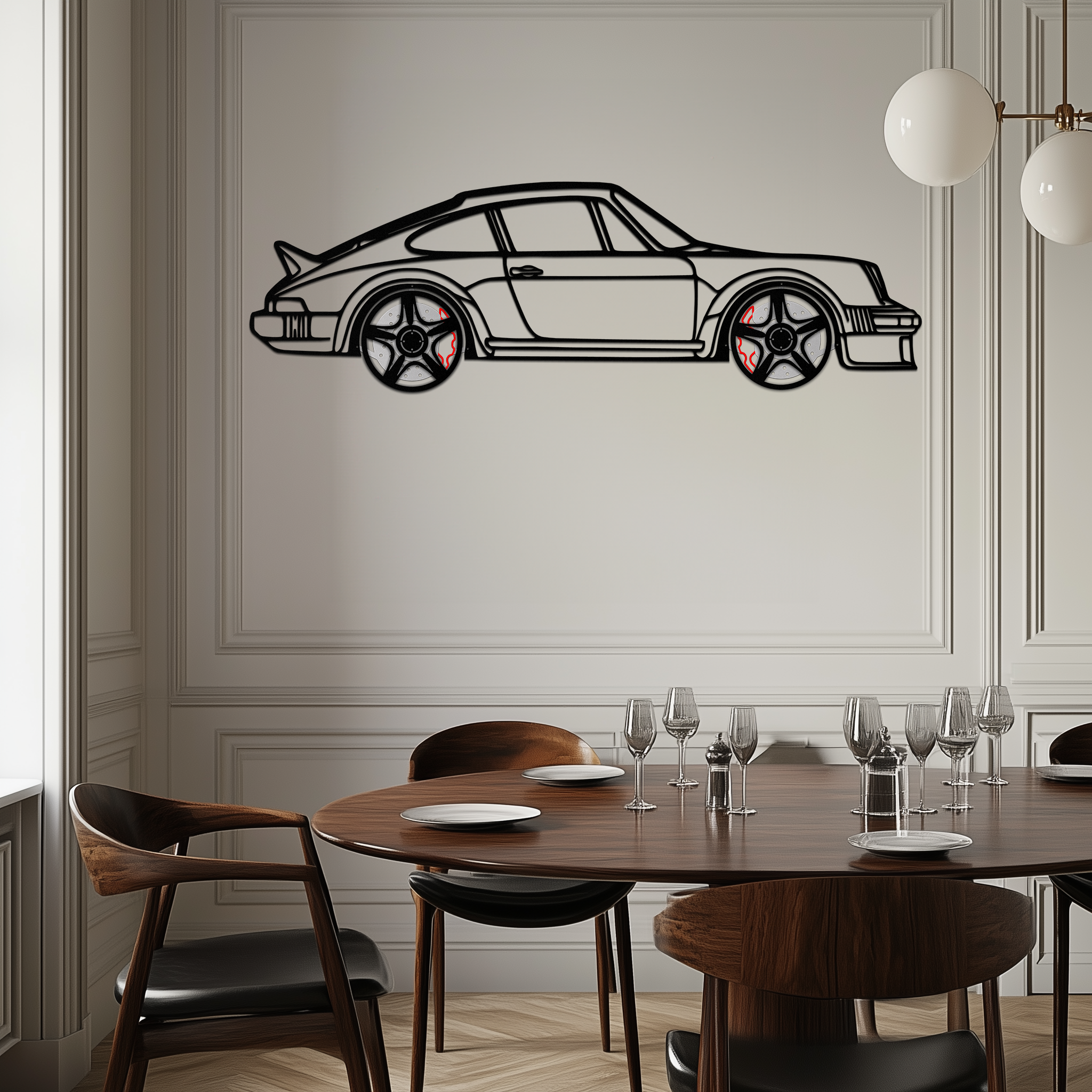 PORSCHE 911 SC Metal Wall Art – Classic Silhouette with Rotating Wheels 🚗✨KAFMEKA060 by Enova Art