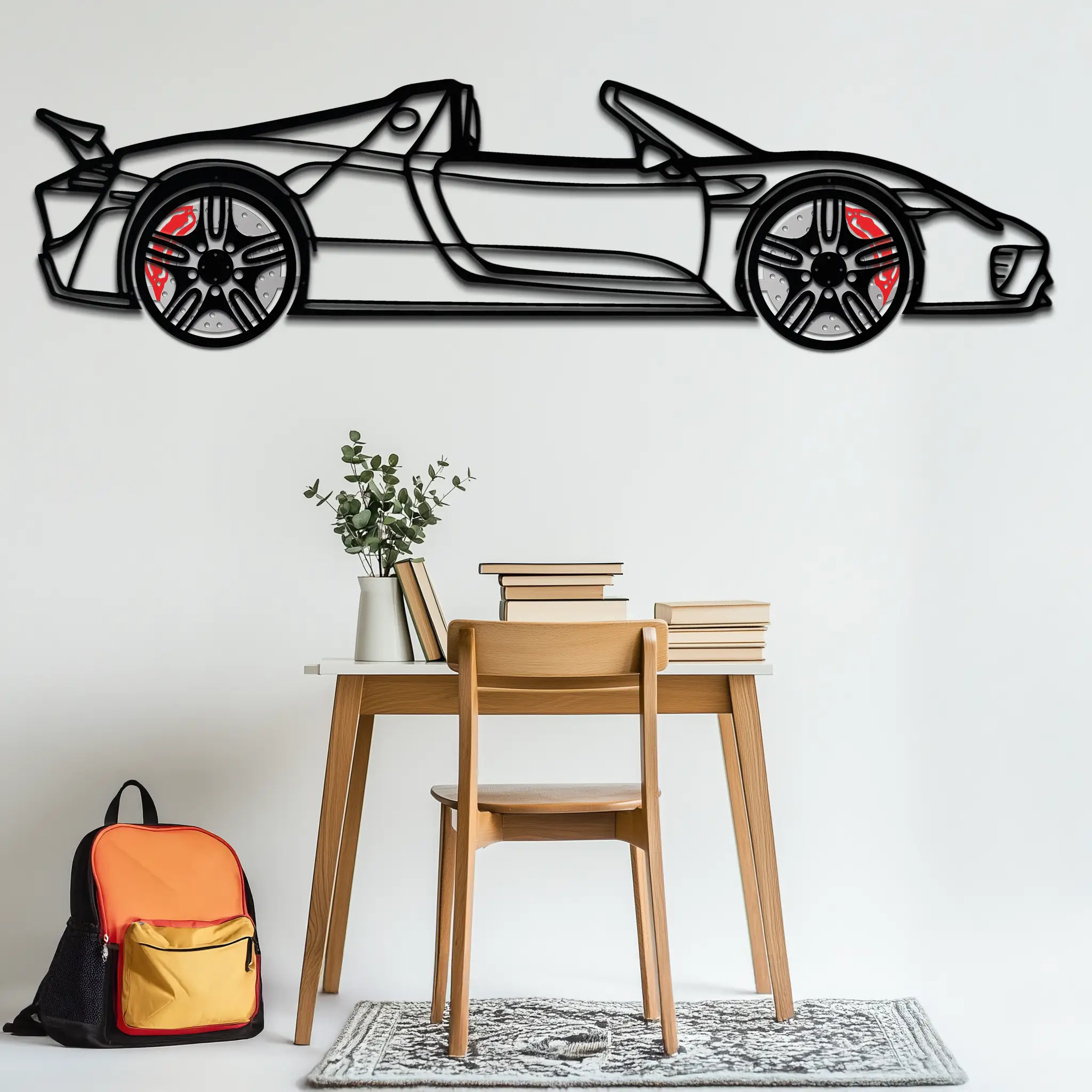 Porsche 918 Spyder Silhouette Metal Wall Art – Hybrid Hypercar Decor with Rotating Wheels ⚡🏁,KAFMEKA061 by Enova Art