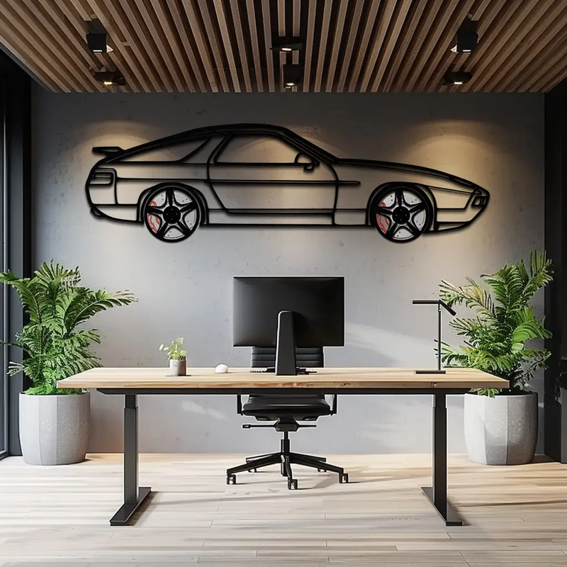 Porsche 928 GTS Silhouette Metal Wall Art – Classic Grand Tourer Decor with Rotating Wheels-KAFMEKA062 by Enova Art