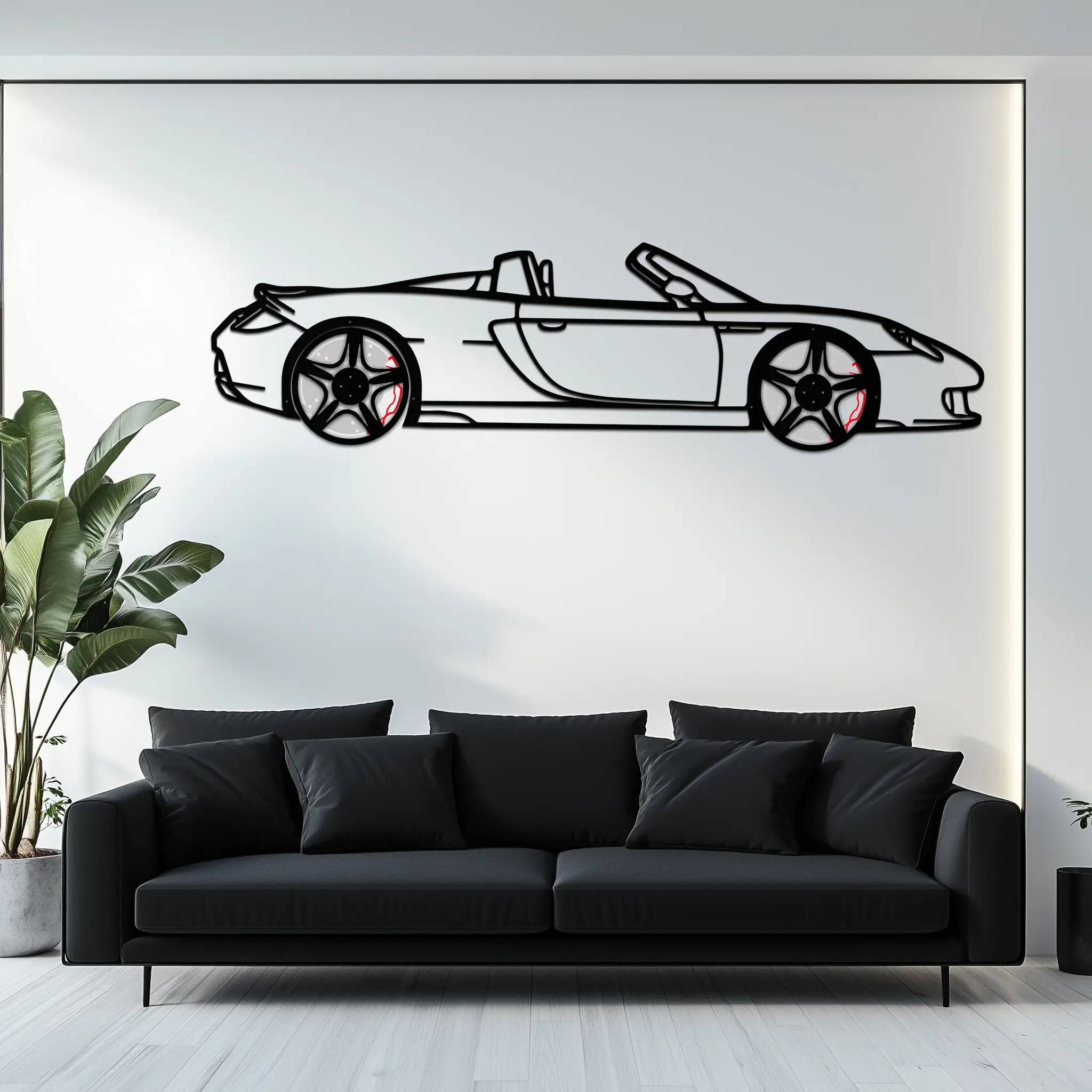 Porsche Carrera GT Silhouette Metal Wall Art – Supercar Icon Decor with Rotating Wheels-KAFMEKA063 by Enova Art