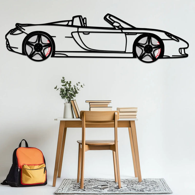 Porsche Carrera GT Silhouette Metal Wall Art – Supercar Icon Decor with Rotating Wheels-KAFMEKA063 by Enova Art