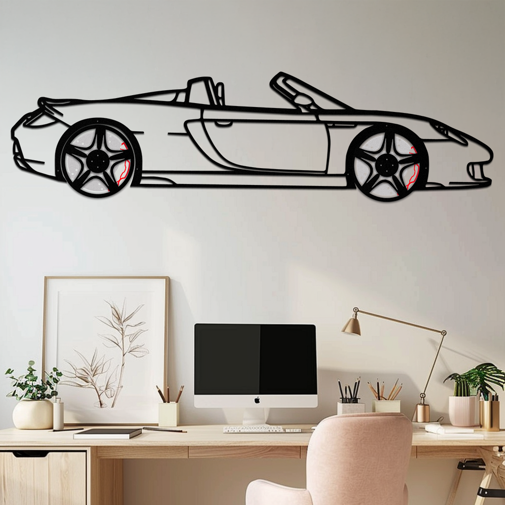 Porsche Carrera GT Silhouette Metal Wall Art – Supercar Icon Decor with Rotating Wheels-KAFMEKA063 by Enova Art
