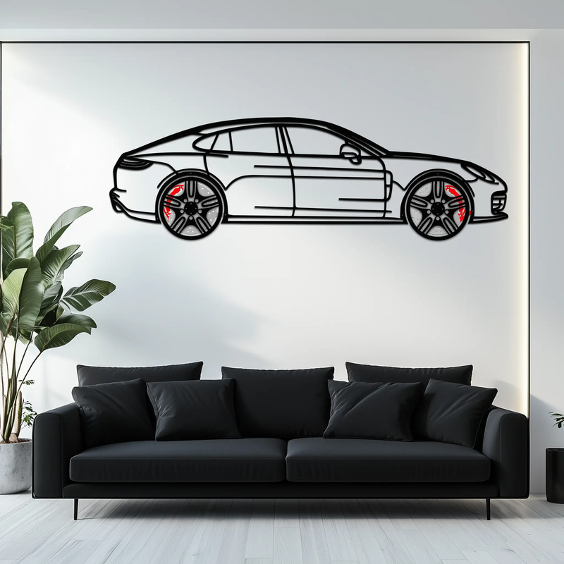 Porsche Taycan Turbo Cross Metal Wall Art – Electric Performance Silhouette with Rotating Wheels-KAFMEKA067 by Enova Art