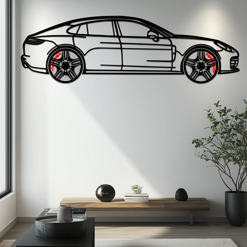 Porsche Taycan Turbo Cross Metal Wall Art – Electric Performance Silhouette with Rotating Wheels-KAFMEKA067 by Enova Art