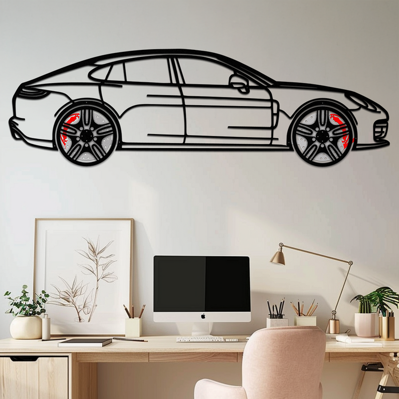 Porsche Taycan Turbo Cross Metal Wall Art – Electric Performance Silhouette with Rotating Wheels-KAFMEKA067 by Enova Art