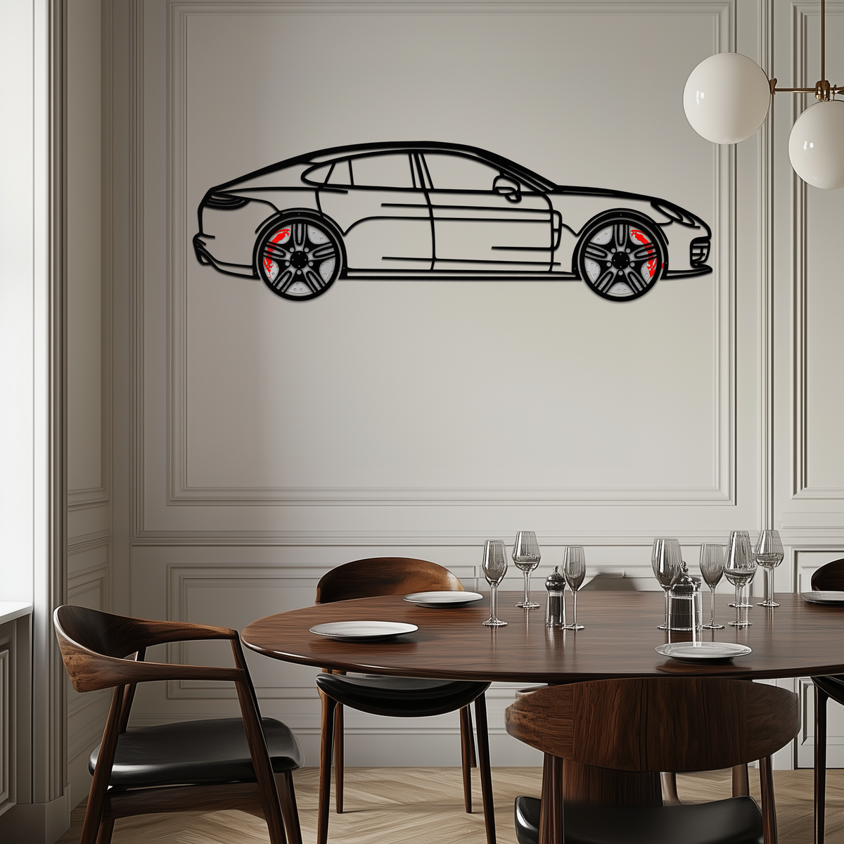 Porsche Taycan Turbo Cross Metal Wall Art – Electric Performance Silhouette with Rotating Wheels-KAFMEKA067, photo 5 of 10