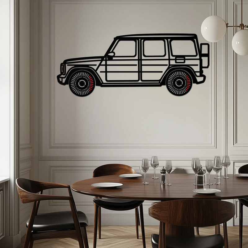 Mercedes G-Class Metal Wall Art – Luxury SUV Silhouette with Rotating Wheels 🚙✨KAFMEKA069 by Enova Art