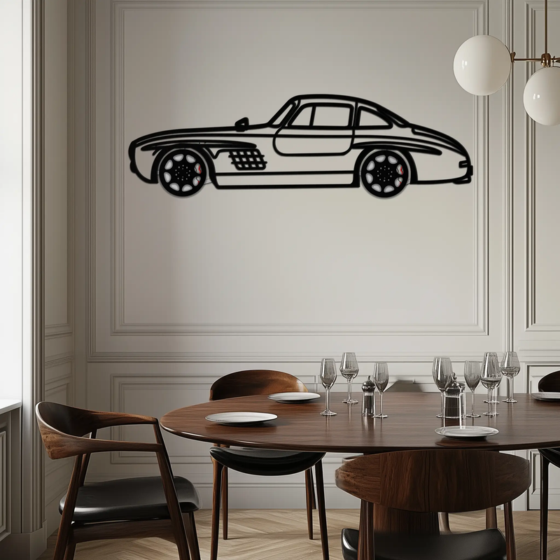 Mercedes 300 SL Metal Wall Art – Classic Gullwing Silhouette with Rotating Wheels ✨🏁KAFMEKA070 by Enova Art