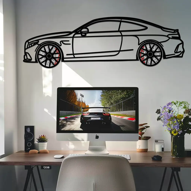 Mercedes C63 AMG Metal Wall Art – Performance Coupe Silhouette with Rotating Wheels 🔥🏁KAFMEKA071 by Enova Art