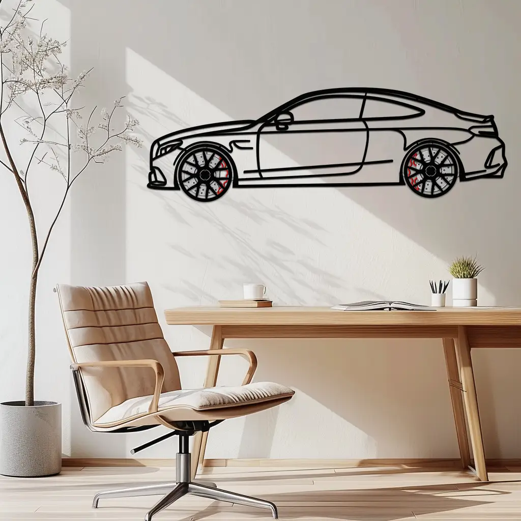 Mercedes C63 AMG Metal Wall Art – Performance Coupe Silhouette with Rotating Wheels 🔥🏁KAFMEKA071 by Enova Art