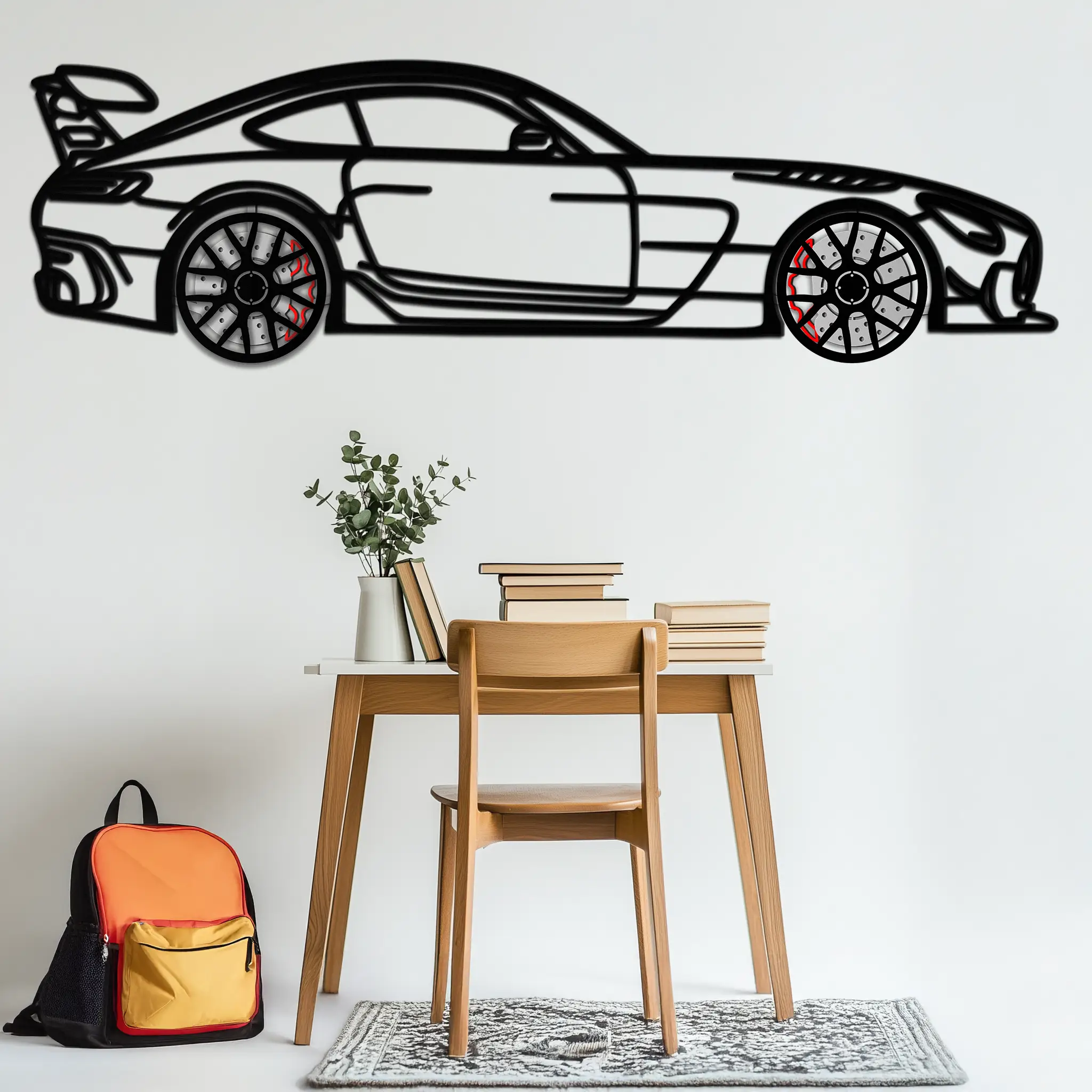Mercedes AMG GT Metal Wall Art – Rotating Wheels • Luxury Car Silhouette Decor for Garage & HomeKAFMEKA072 by Enova Art