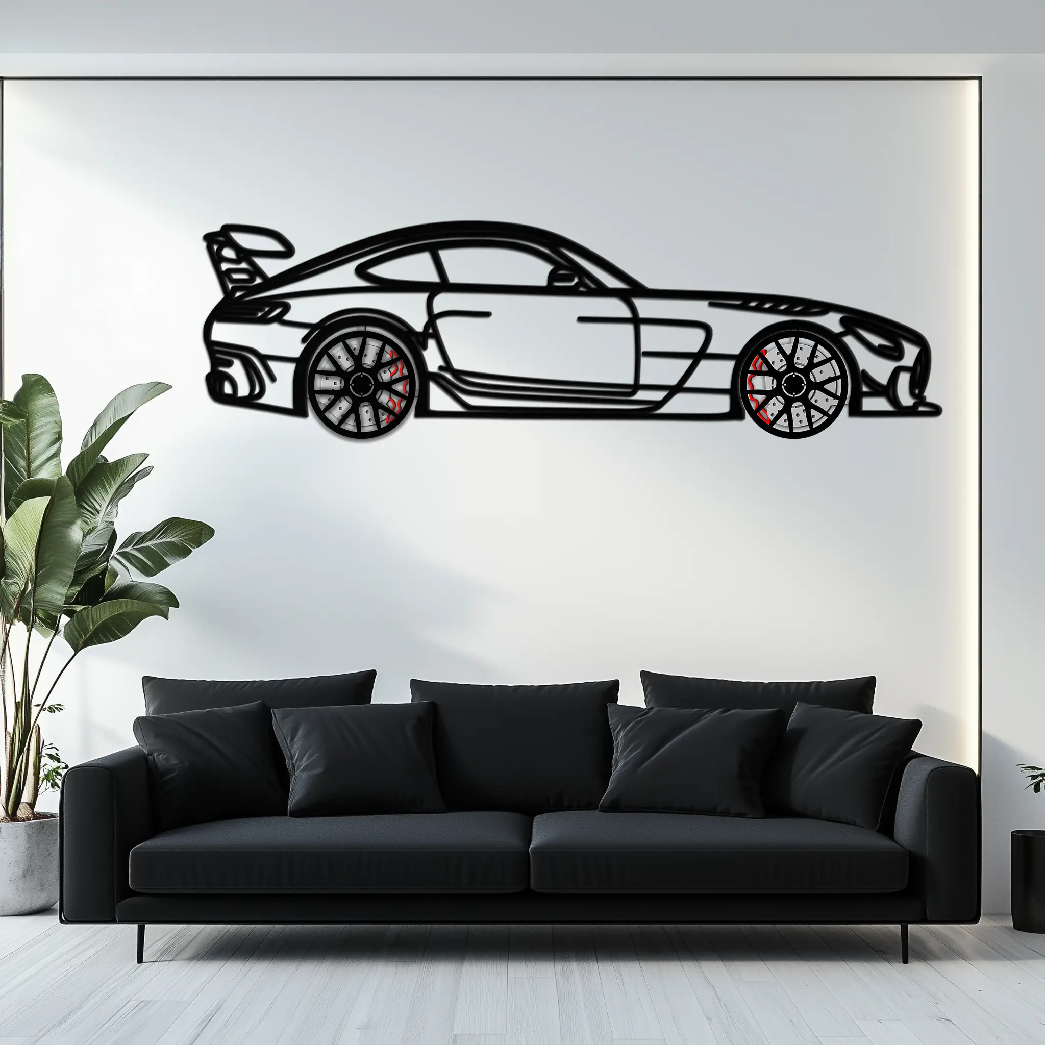 Mercedes AMG GT Metal Wall Art – Rotating Wheels • Luxury Car Silhouette Decor for Garage & HomeKAFMEKA072 by Enova Art