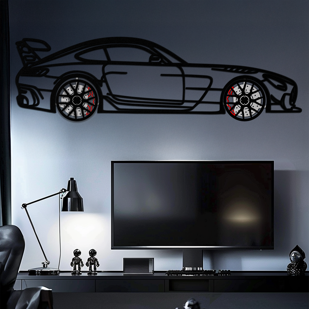 Mercedes AMG GT Metal Wall Art – Rotating Wheels • Luxury Car Silhouette Decor for Garage & HomeKAFMEKA072 by Enova Art