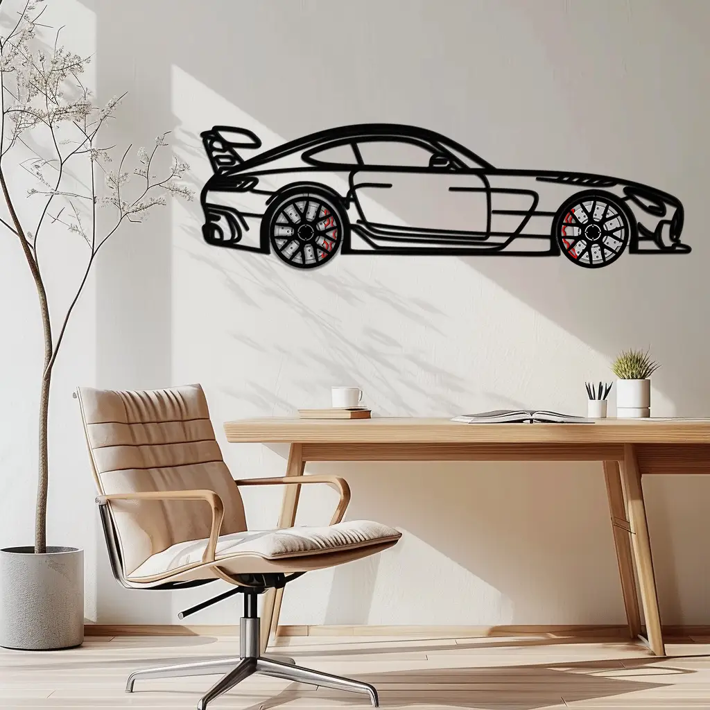 Mercedes AMG GT Metal Wall Art – Rotating Wheels • Luxury Car Silhouette Decor for Garage & HomeKAFMEKA072 by Enova Art